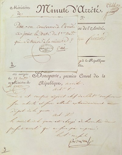 Official document signed by Napoleon I, 23rd September 1800 by French School